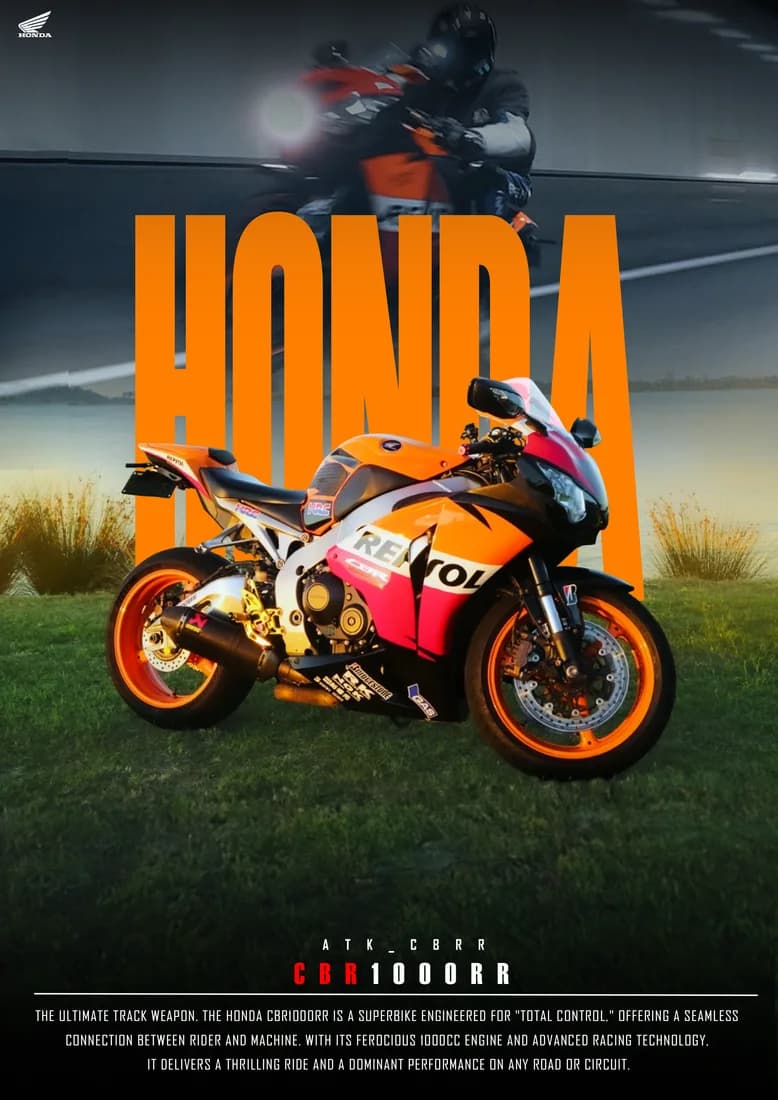 Repsol Honda composition with ATK CBRR branding above bottom specification text.