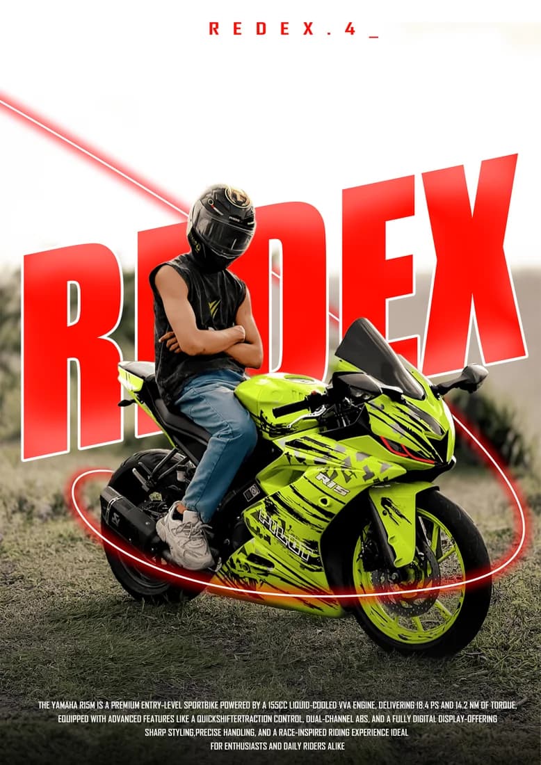 Alternate yellow R15 composition with brighter ring and adjusted title scale.