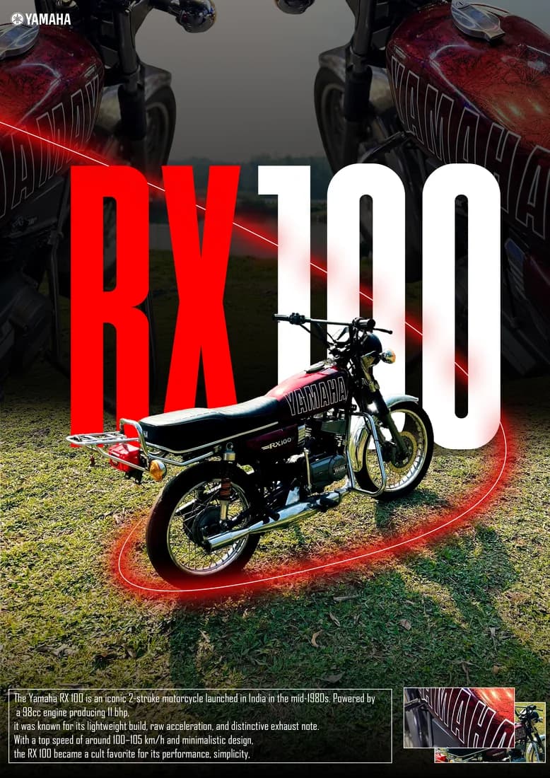 Black Yamaha RX100 with added red light streak and ring.