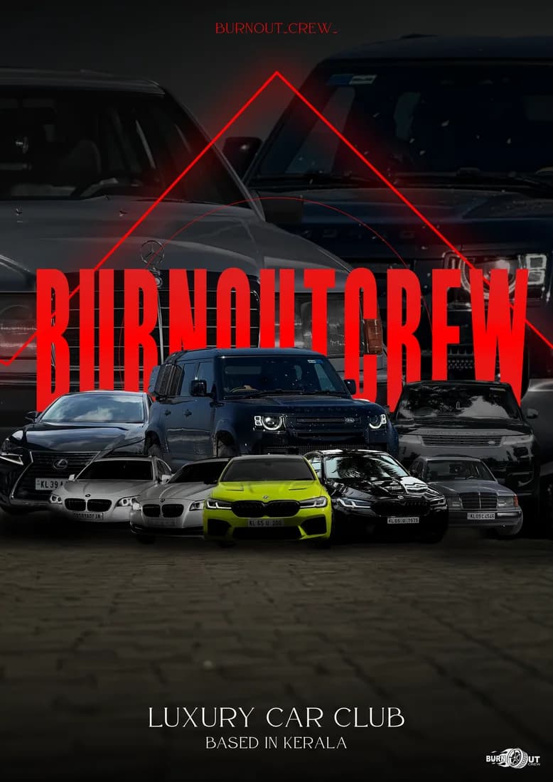 Luxury car lineup with red triangle, smaller vehicles and more ground space.