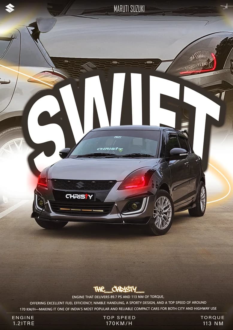 Dark grey Swift with curved white SWIFT lettering outlined in black.