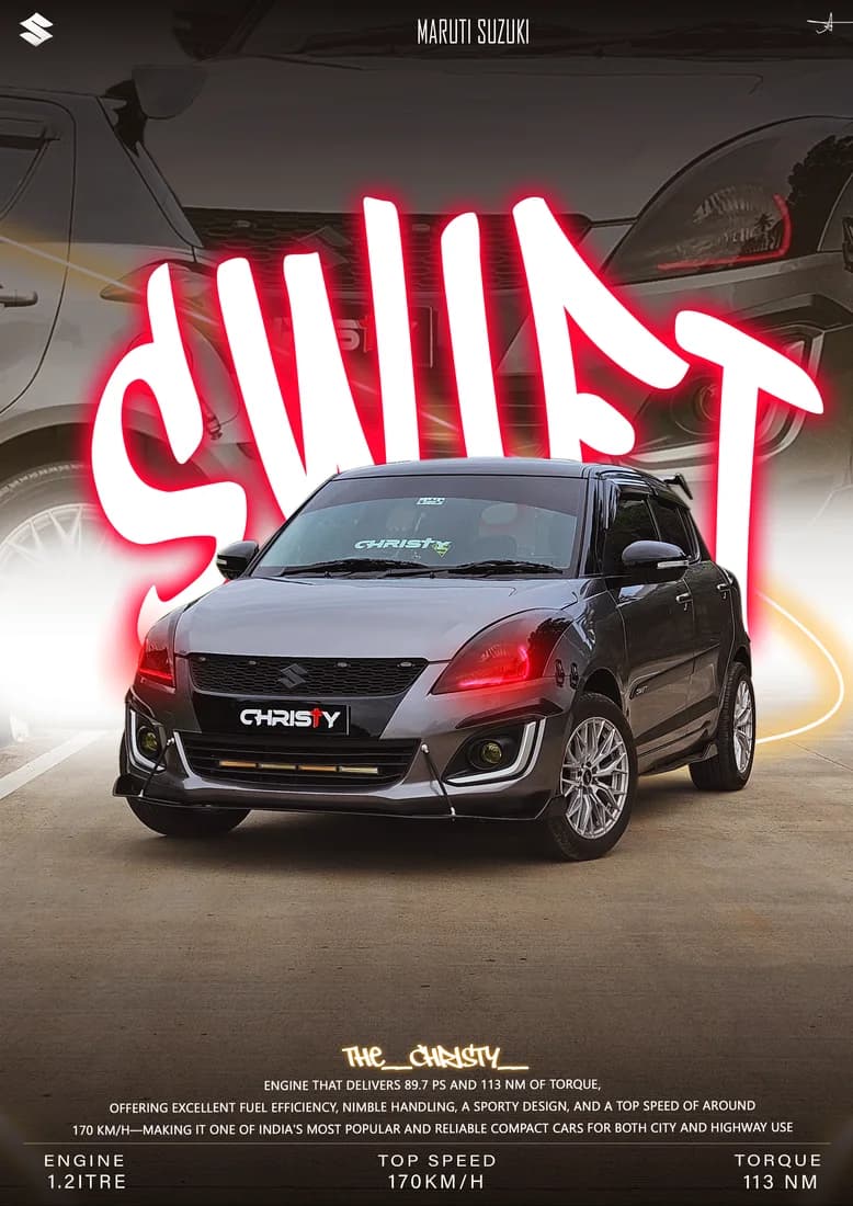 Dark grey Swift with red-outlined white graffiti SWIFT lettering.