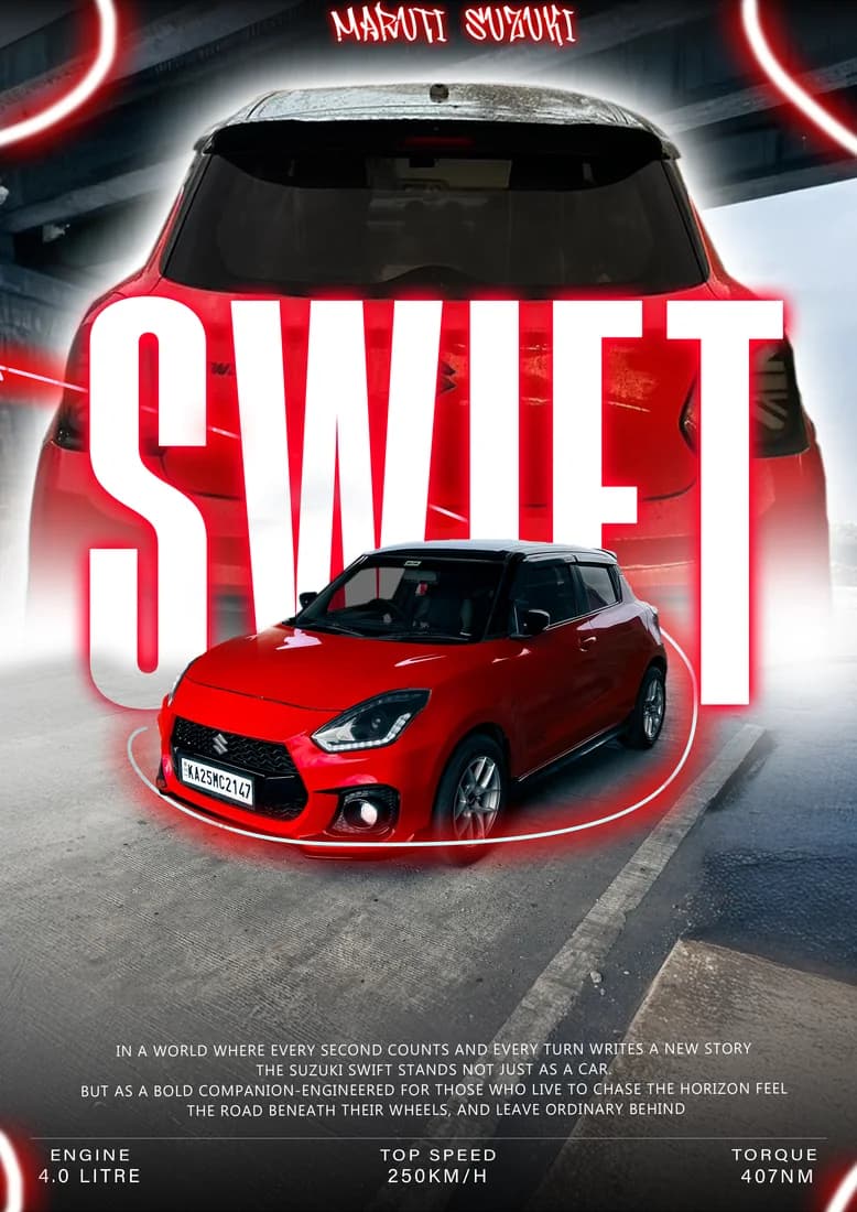 Alternate red Swift block-title poster with stronger white glow.