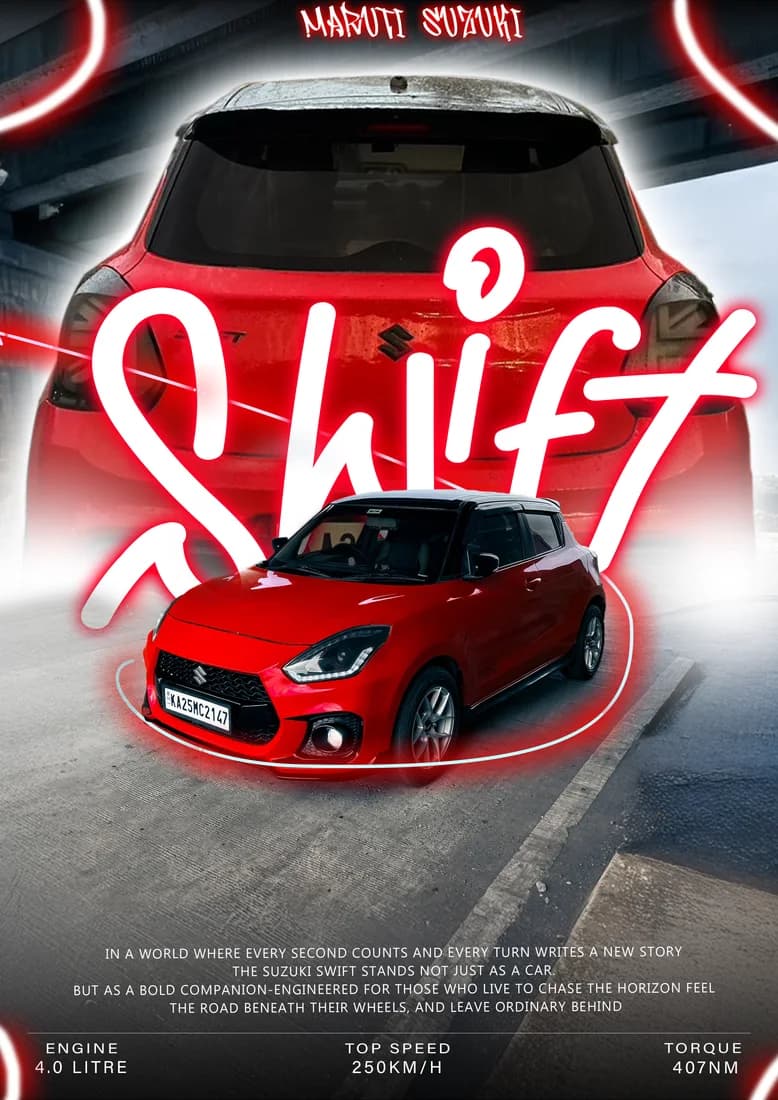 Red Swift with white cursive Swift title and red outline.