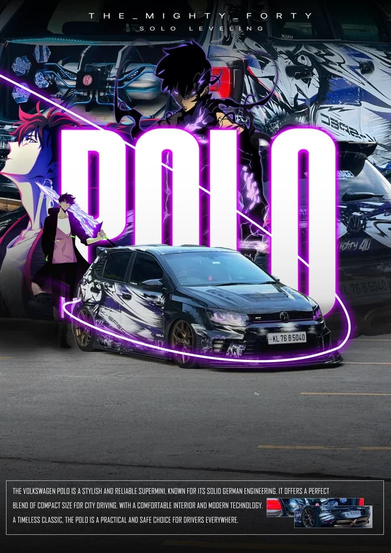 Alternate Solo Leveling Polo composition with different car scale and lighting.